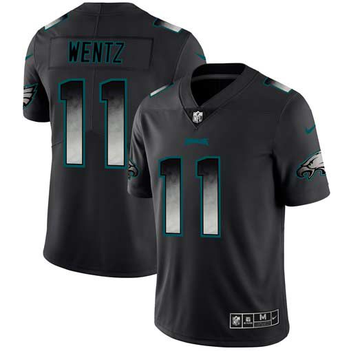 Men Philadelphia Eagles #11 Wentz Nike Teams Black Smoke Fashion Limited NFL Jerseys